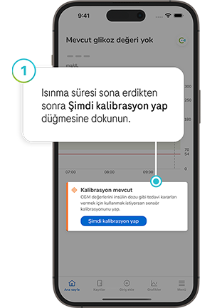 SmartGuide uygulamasının Şimdi Kalibrasyon Yap düğmesinin ekran görüntüsü.