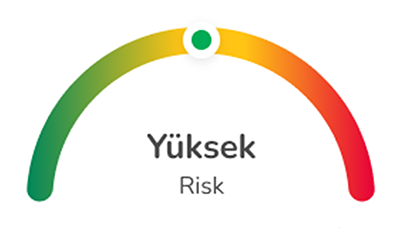 Göstergenin sarı bölgede olduğu "Yüksek" risk düzeyini gösteren grafik