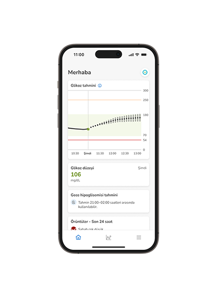SmartGuide CGM Predict uygulamasının Ana ekranının ekran görüntüsü.