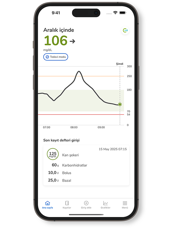 SmartGuide CGM çözümlerinin Ana ekranının ekran görüntüsü.