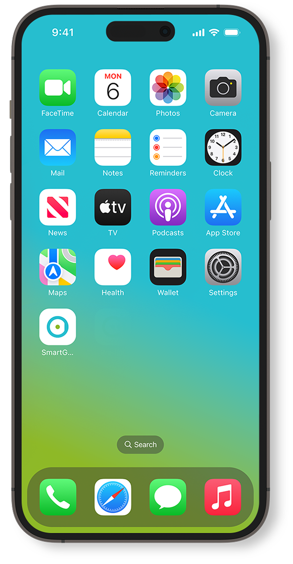 Bir iphone telefona indirilmiş SmartGuide ve Predict uygulamaları.