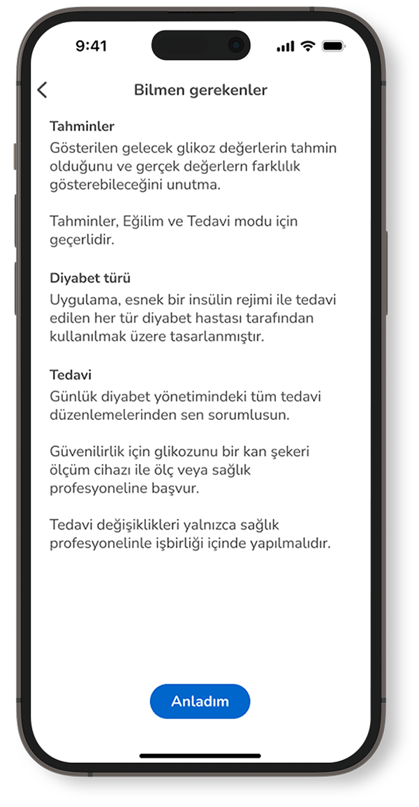 SmartGuide Predict uygulamasının farkındalık ekranının ekran görüntüsü.