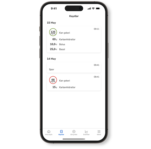  SmartGuide CGM çözümlerinin Kayıt Defteri ekranının ekran görüntüsü.